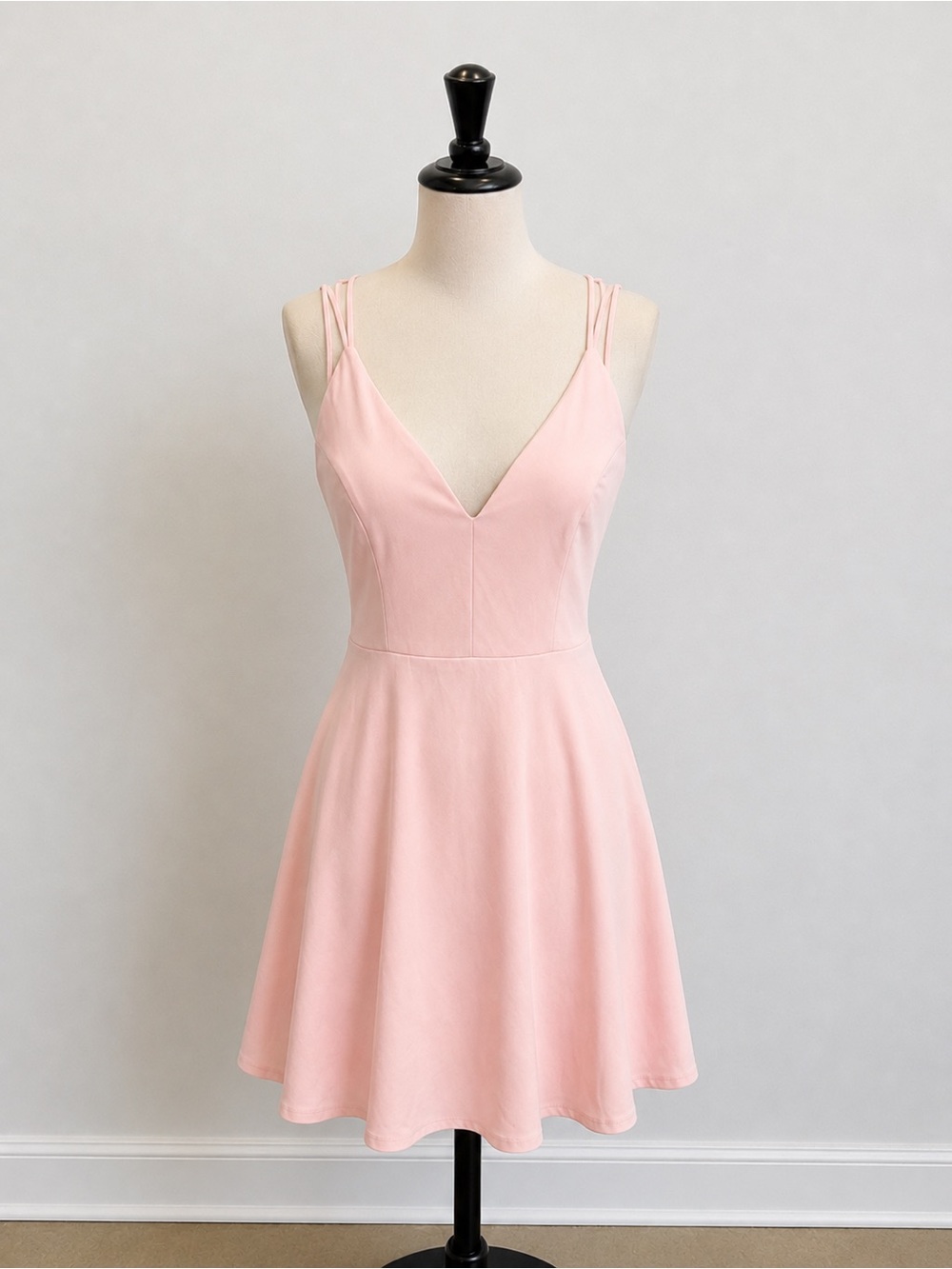 Blush Pink Strappy V-Neck Mini Dress